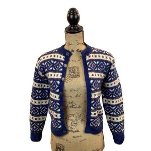 Wool Button Up Cardigan Nordic Design Vintage